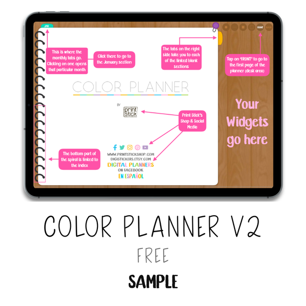 𝘍𝘙𝘌𝘌 𝗗𝗶𝗴𝗶𝘁𝗮𝗹 𝗣𝗹𝗮𝗻𝗻𝗲𝗿 - Color Planner V2 - Print Stick
