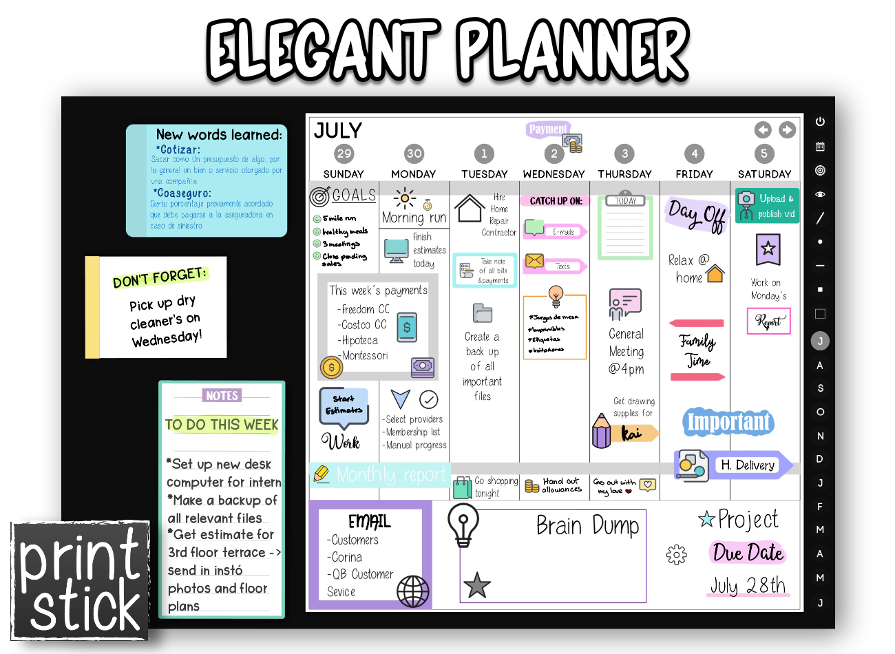 Elegant Planner - Print Stick