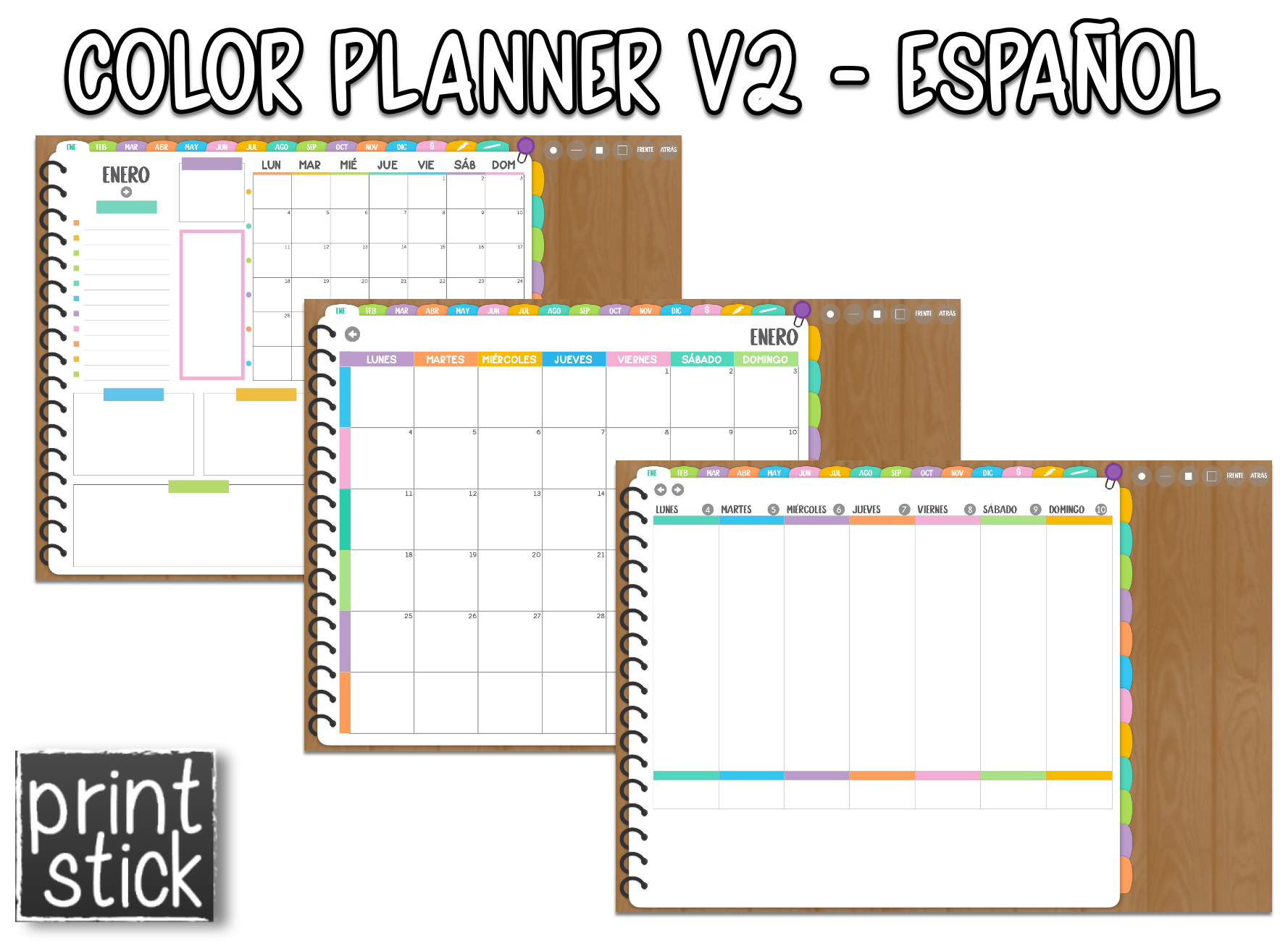 En Español: Agenda Digital Color Planner V2 - Print Stick