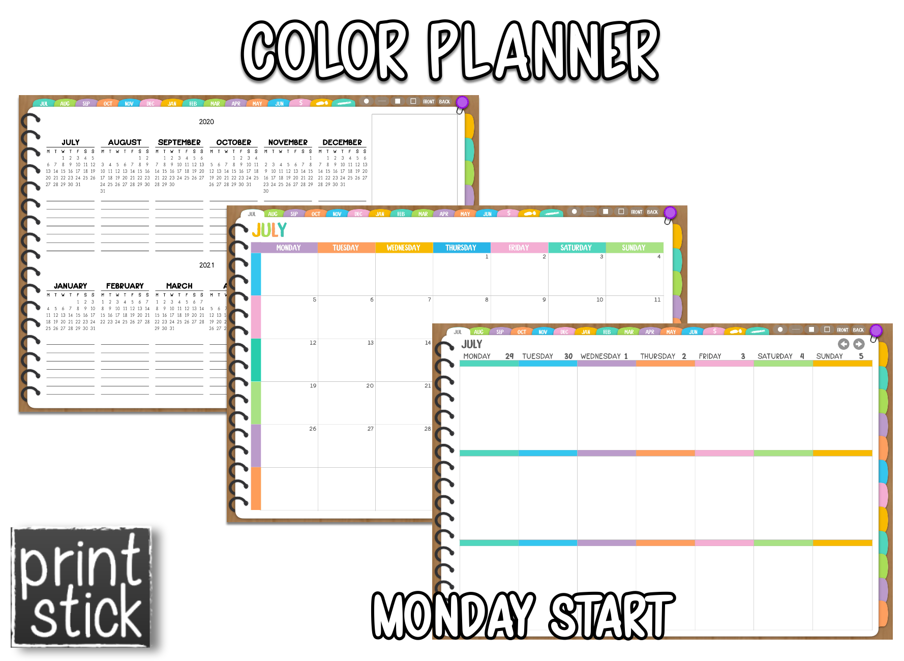 Color Planner - Digital Planner - Print Stick