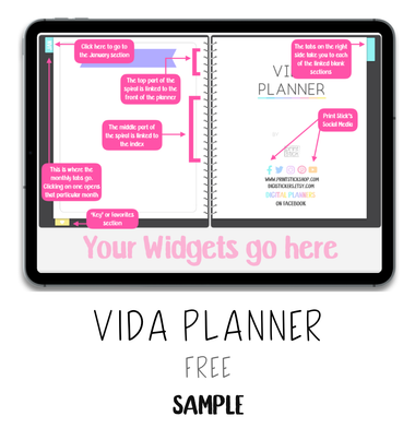 𝘍𝘙𝘌𝘌 𝗗𝗶𝗴𝗶𝘁𝗮𝗹 𝗣𝗹𝗮𝗻𝗻𝗲𝗿 - Vida Planner - Print Stick