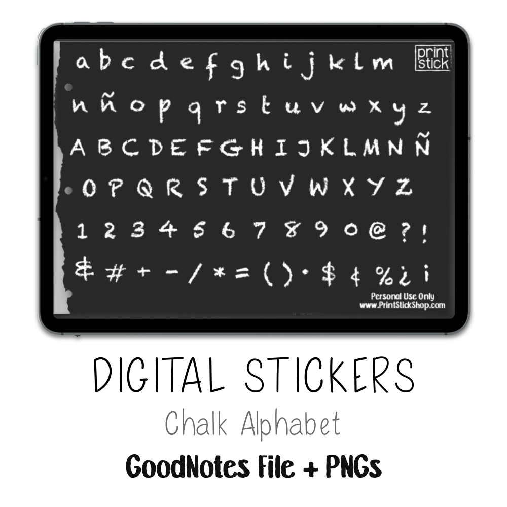 SS Chalk Alphabet Digital Planner Stickers - Print Stick