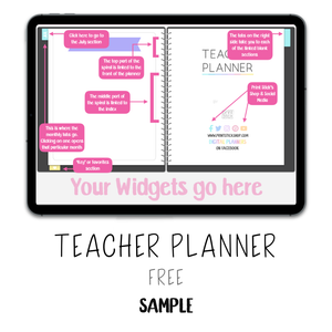 𝘍𝘙𝘌𝘌 𝗗𝗶𝗴𝗶𝘁𝗮𝗹 𝗣𝗹𝗮𝗻𝗻𝗲𝗿 - Teacher Planner - Print Stick