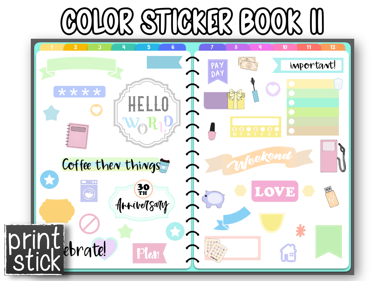 Book Sticker Color Code Key Color Sticker Book II - Digital Planner Sticker Book – PrintStick
