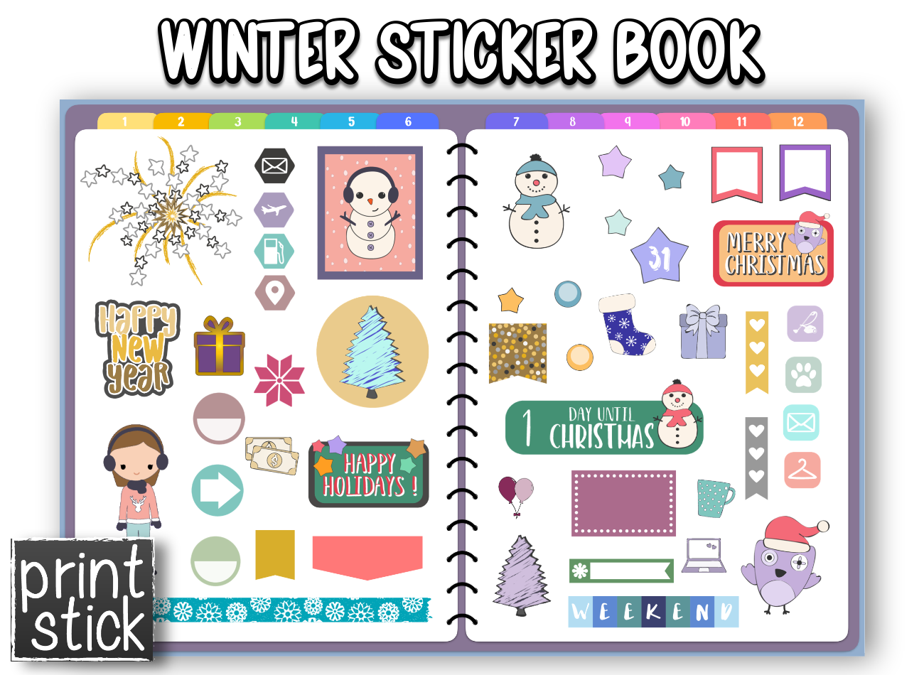 Winter Sticker Book - Print Stick