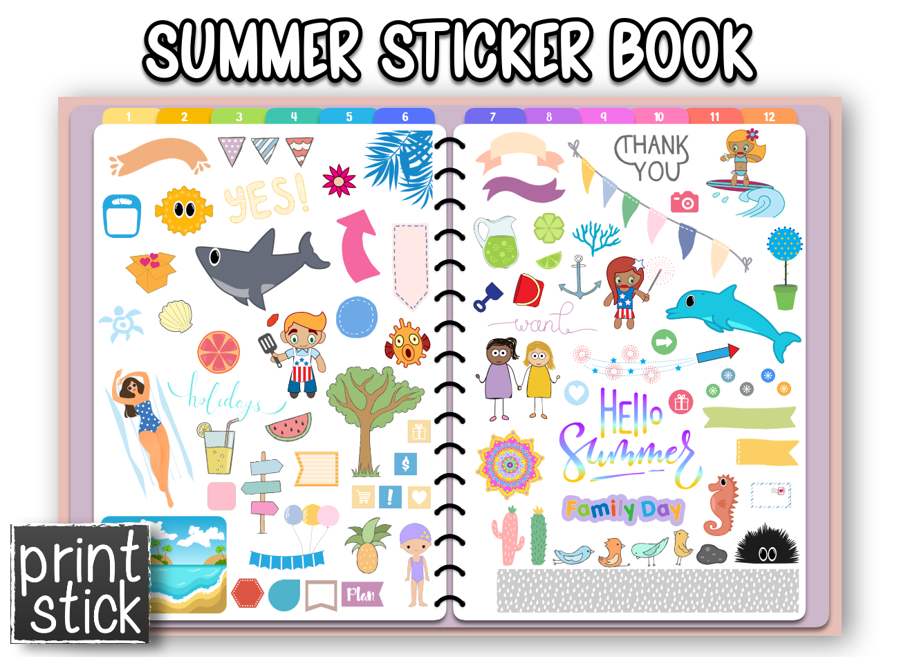 Summer Sticker Book - Print Stick