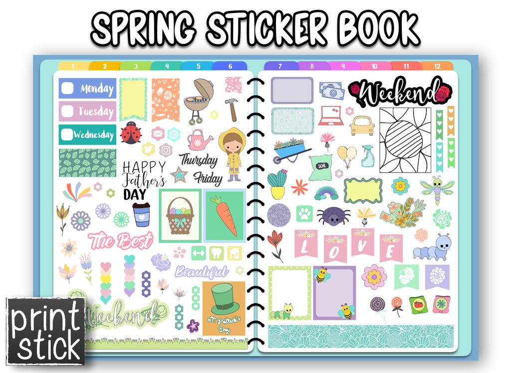 Spring Sticker Book - Print Stick