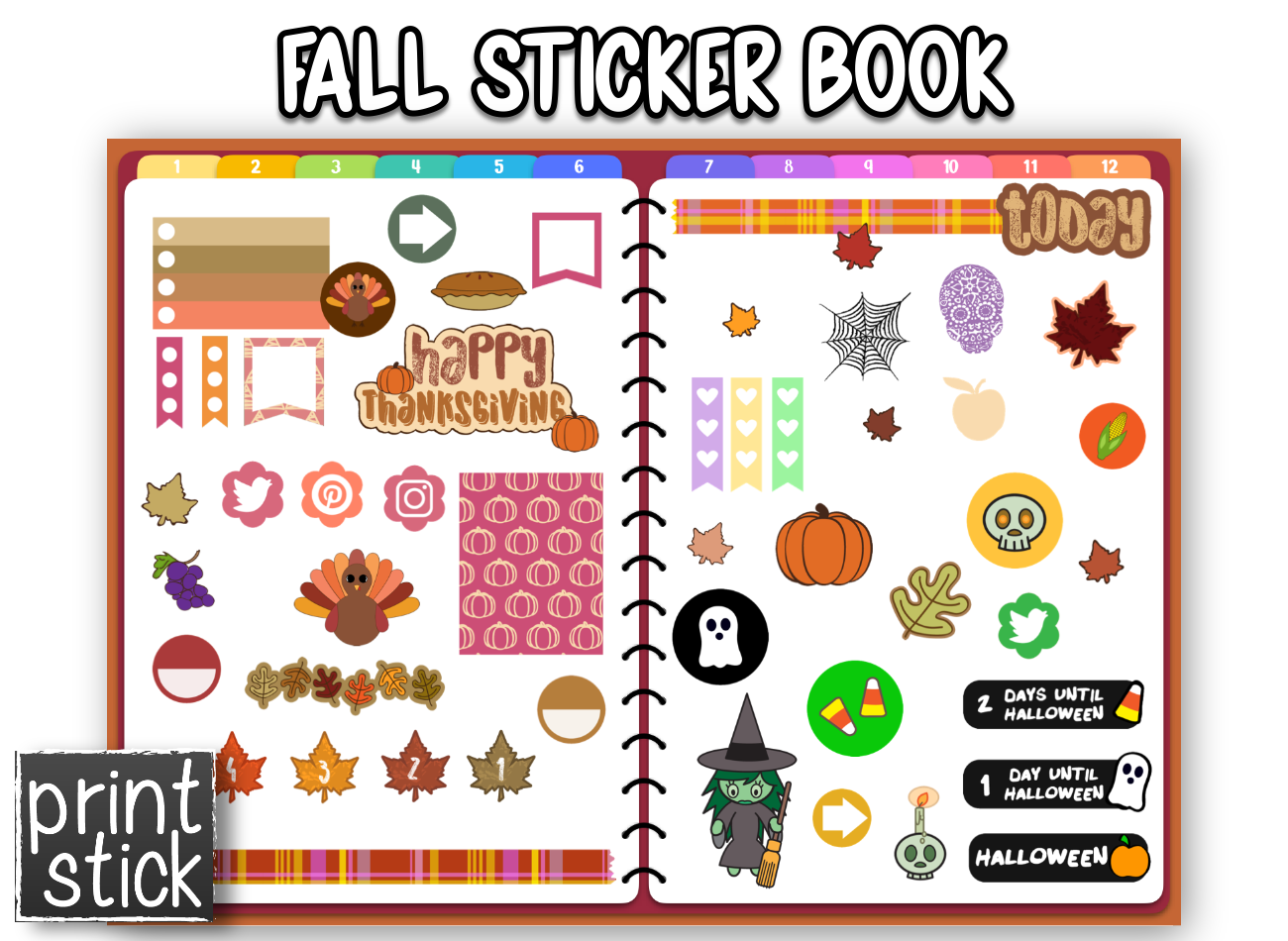 Fall Sticker Book - Print Stick