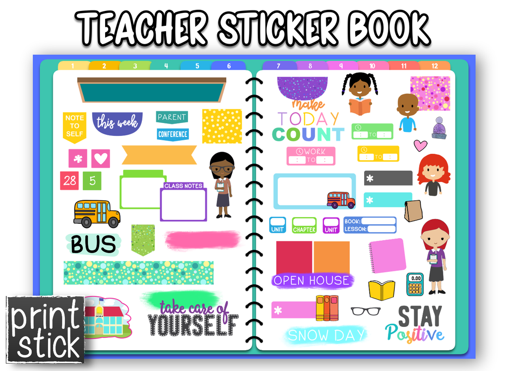 Teacher Sticker Book - Print Stick