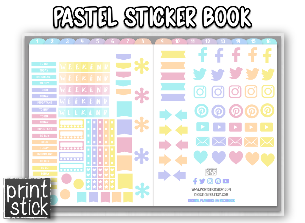 Pastel Sticker Book - Print Stick