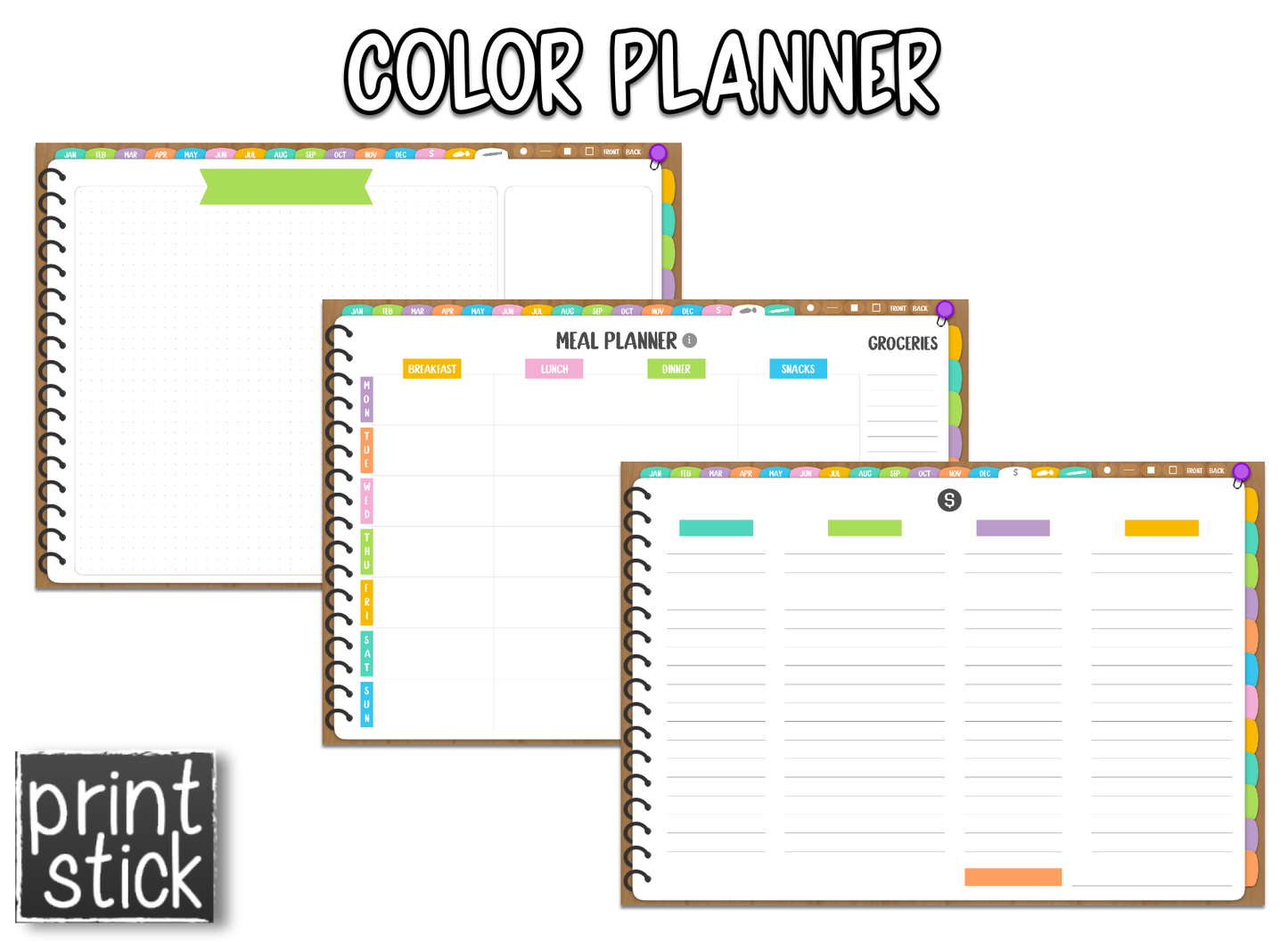 Color Planner - Digital Planner - Print Stick