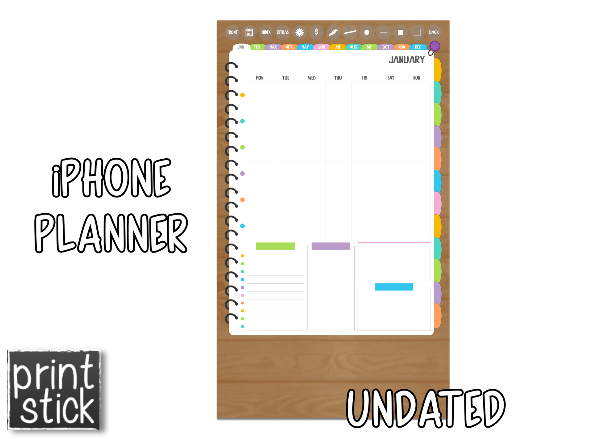 iPhone Planner - Digital Planner for Smartphones - Print Stick