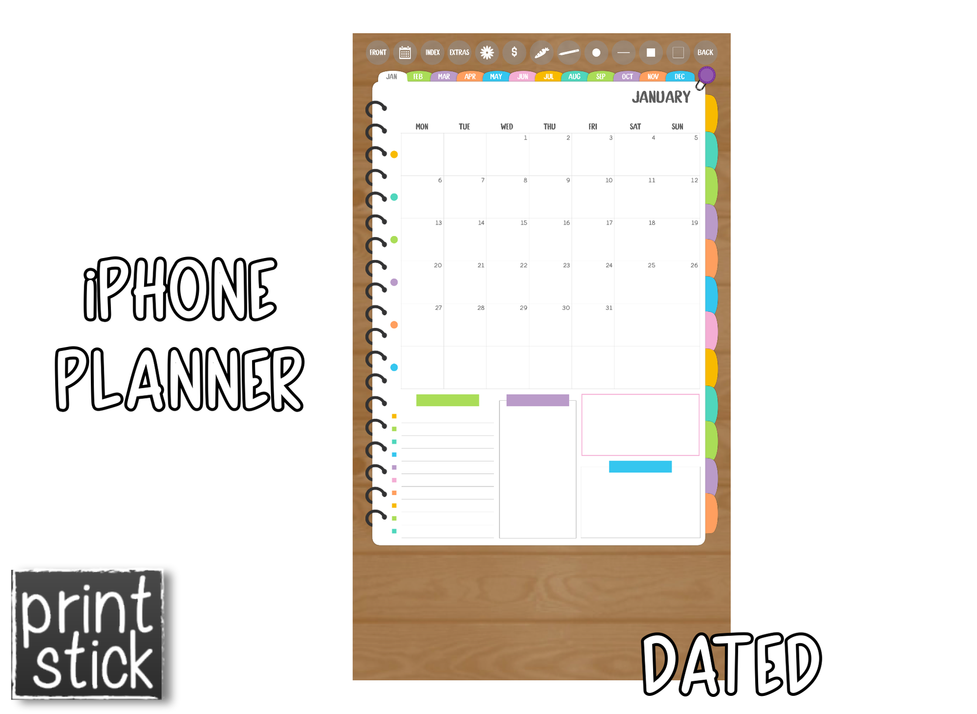 iPhone Planner - Digital Planner for Smartphones - Print Stick