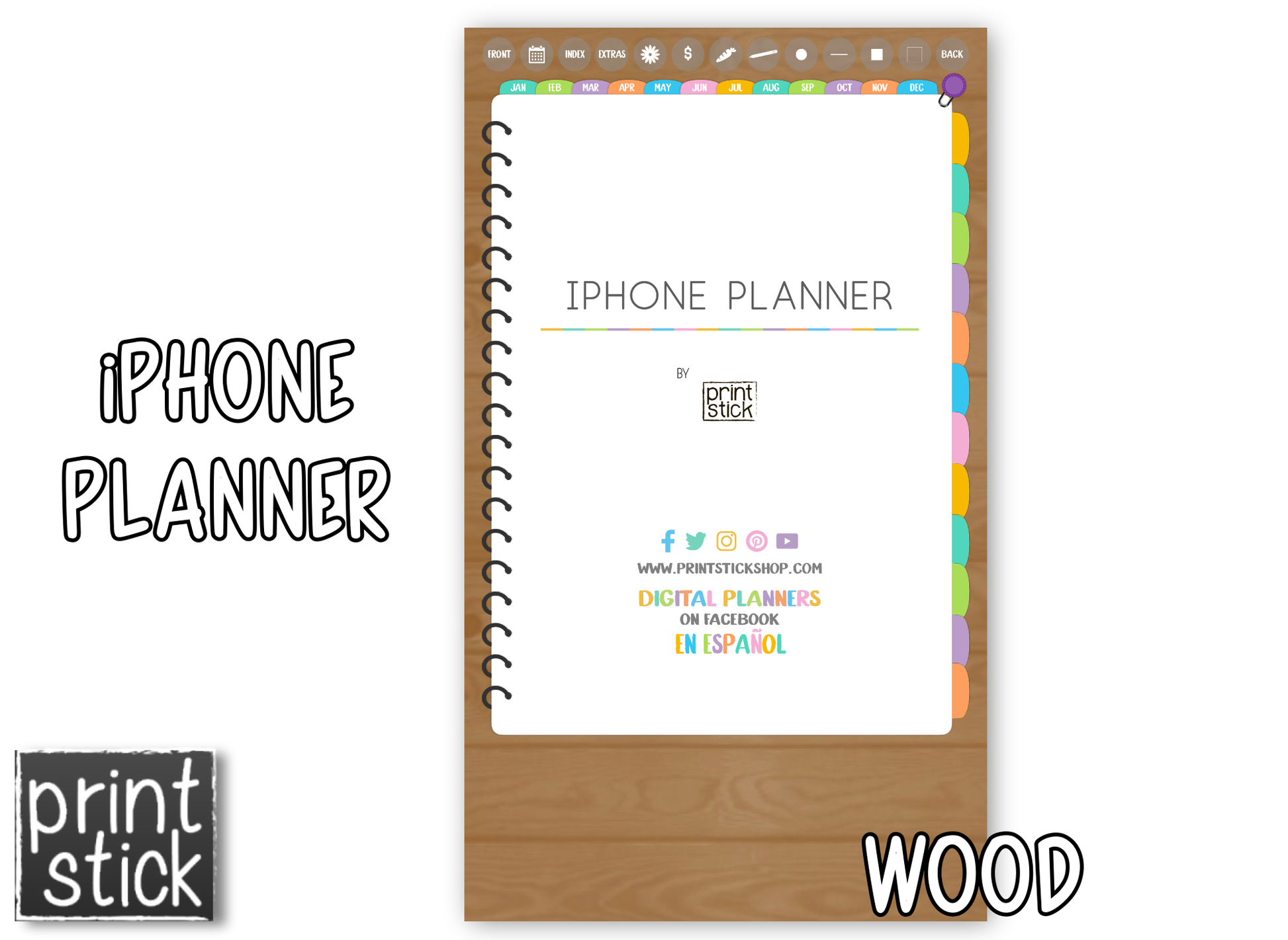 iPhone Planner - Digital Planner for Smartphones - Print Stick