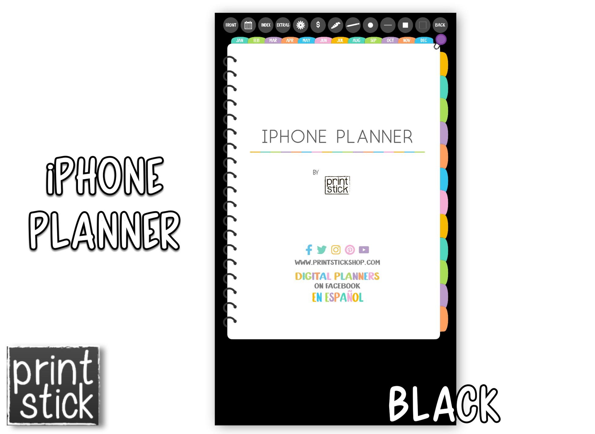 iPhone Planner - Digital Planner for Smartphones - Print Stick