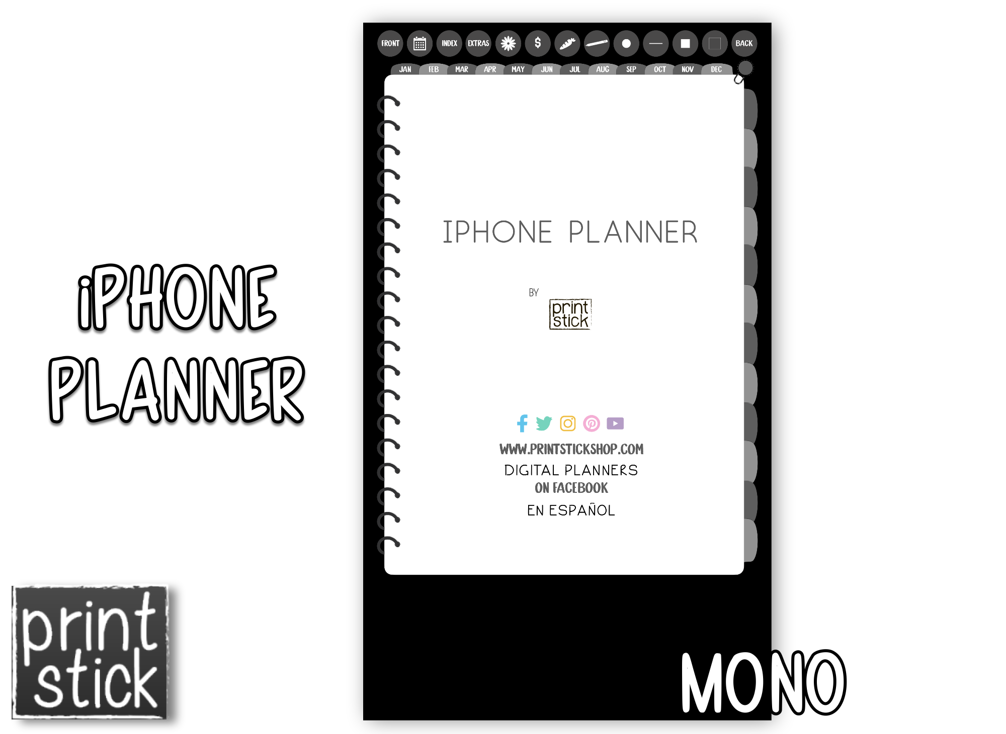 iPhone Planner - Digital Planner for Smartphones - Print Stick