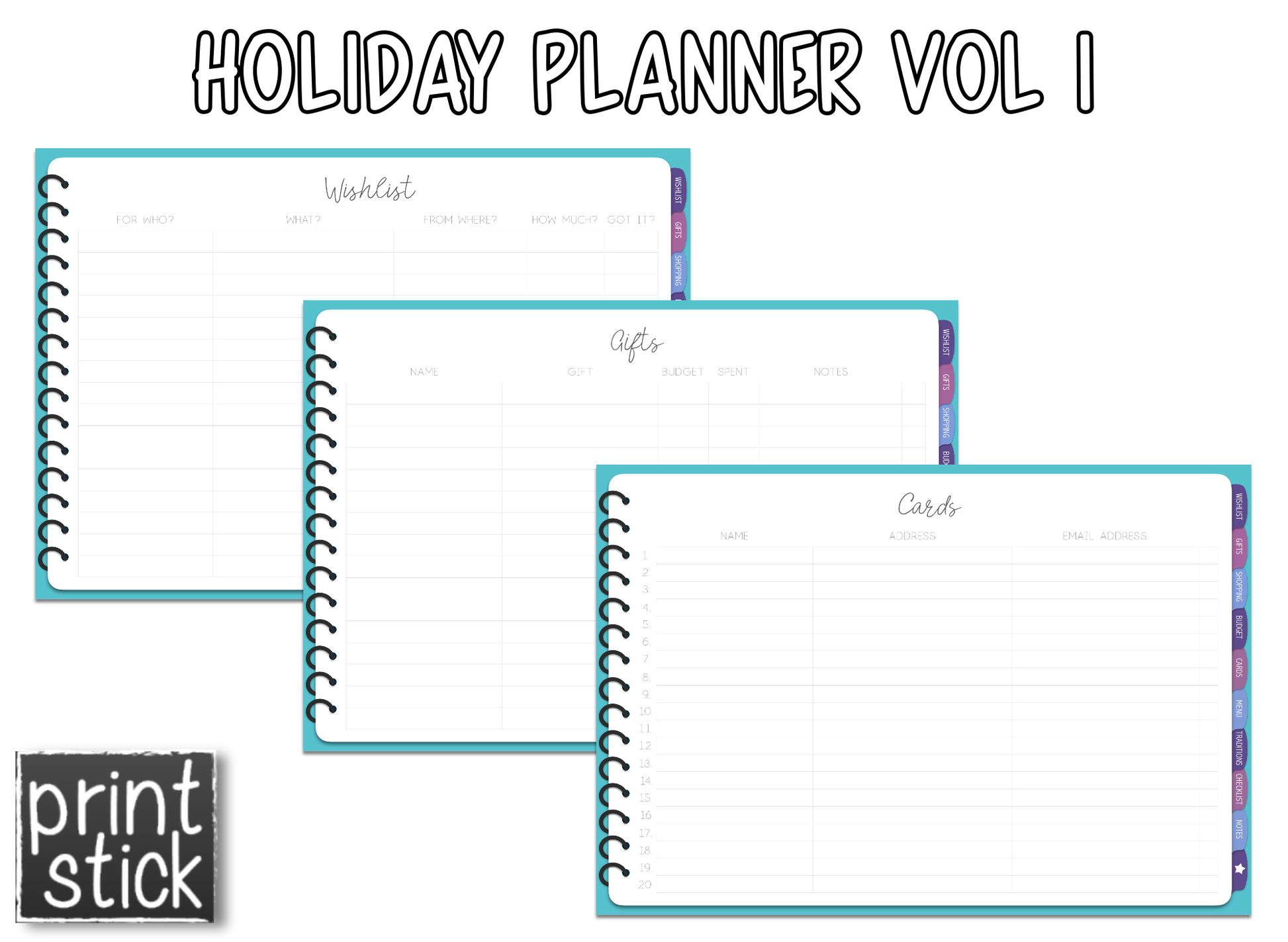 Holiday Planner Vol I - Print Stick