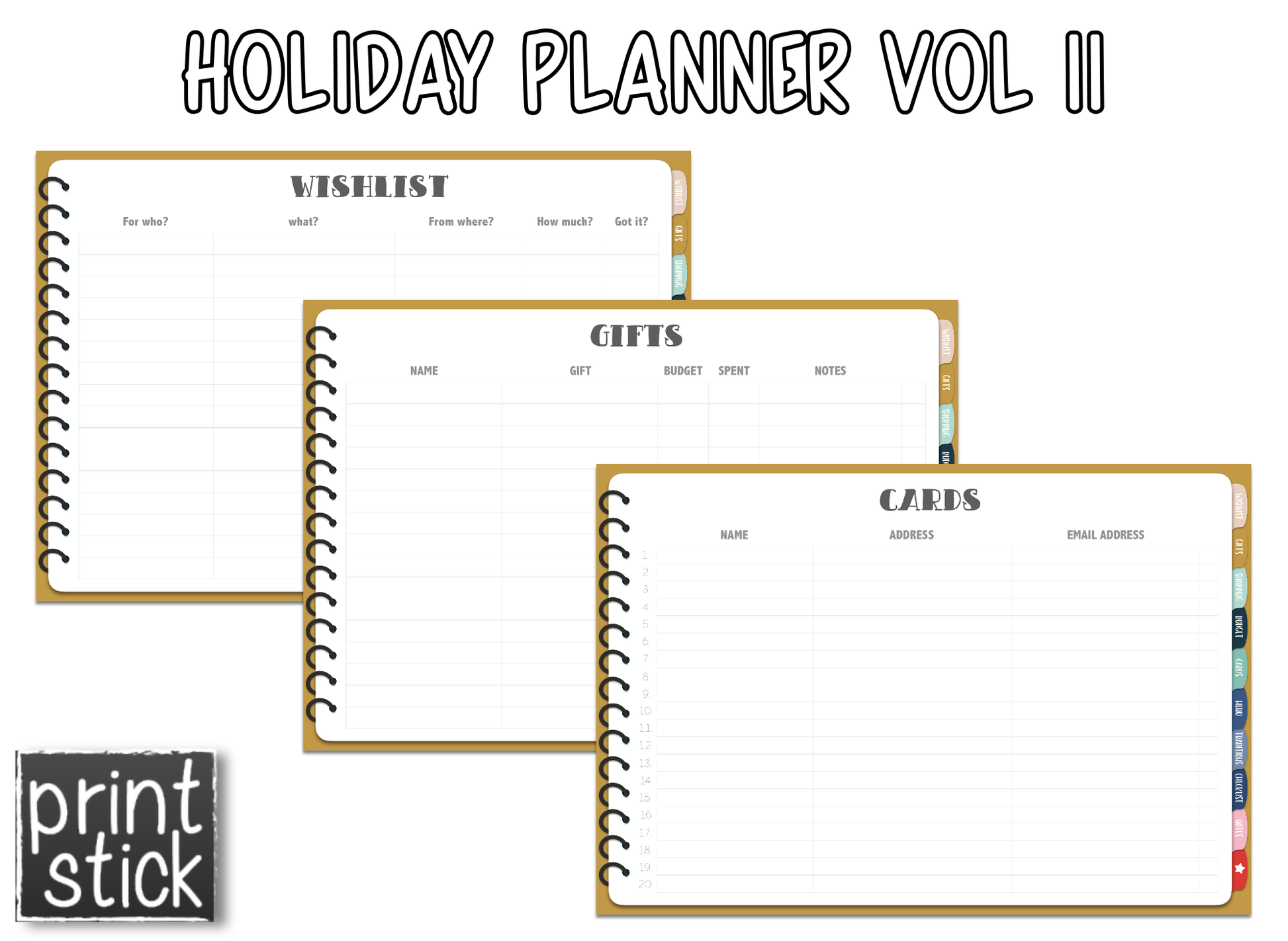 Holiday Planner Vol II - Print Stick