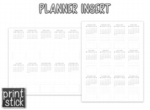 Digital Planner Insert - Year Calendar - Print Stick