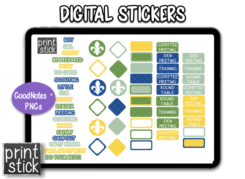 SS Scouts Digital Planner Stickers - Print Stick