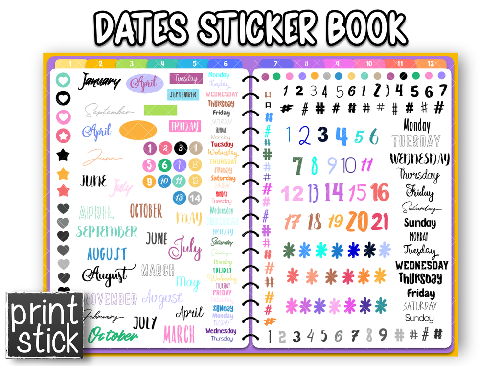 Dates Sticker Book - Print Stick