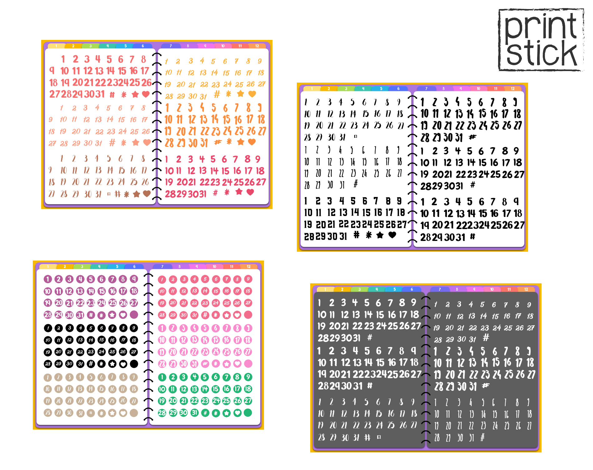 Dates Sticker Book - Print Stick