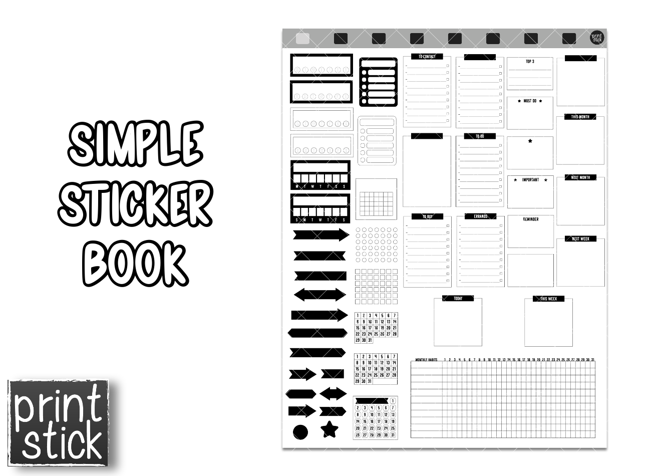 Simple Sticker Book - Print Stick