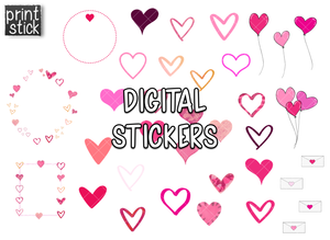 SS Hearts Digital Planner Stickers - Print Stick