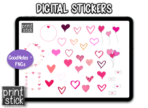 SS Hearts Digital Planner Stickers - Print Stick