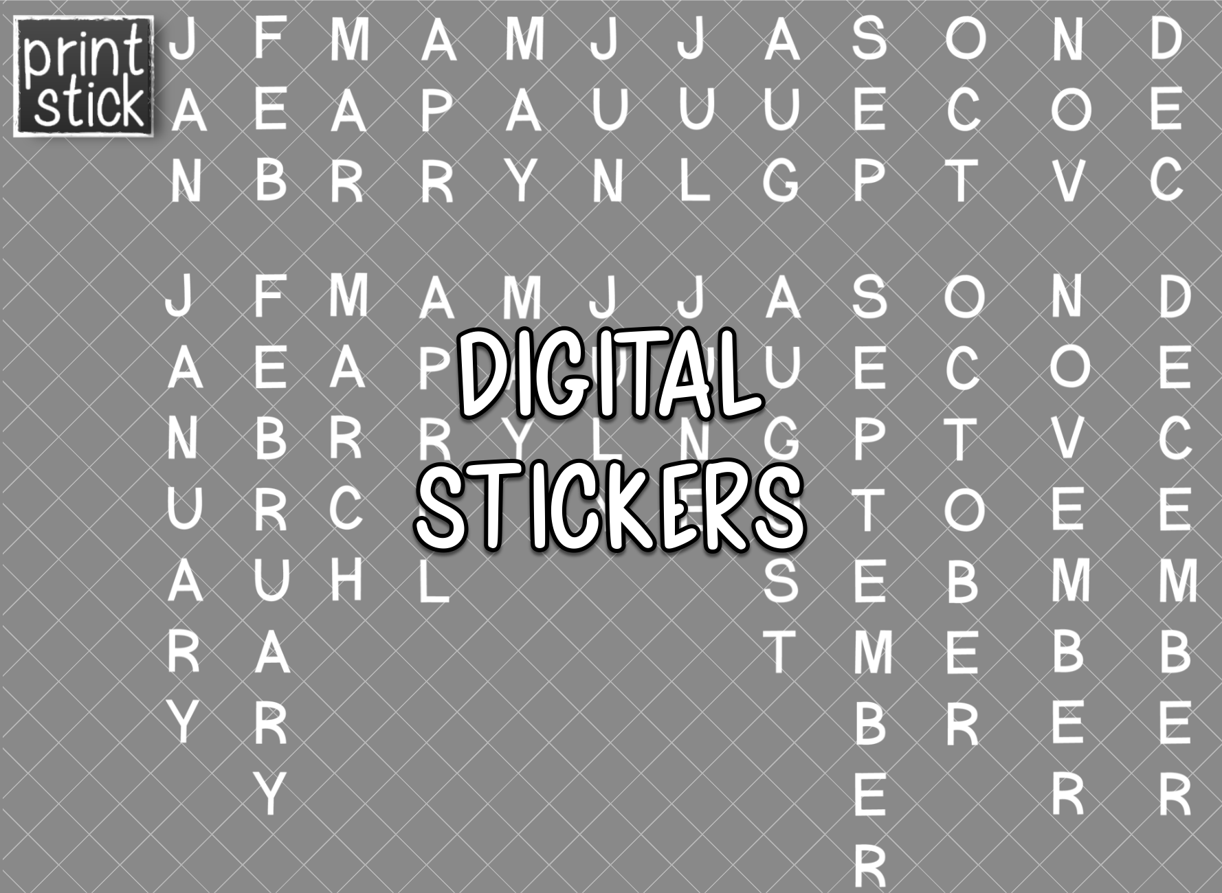 SS Month Labels - Vertical Digital Planner Stickers - Print Stick
