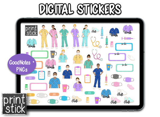 SS Nurse Digital Planner Stickers - Print Stick