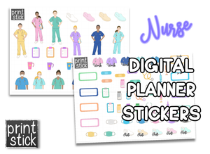 SS Nurse Digital Planner Stickers - Print Stick
