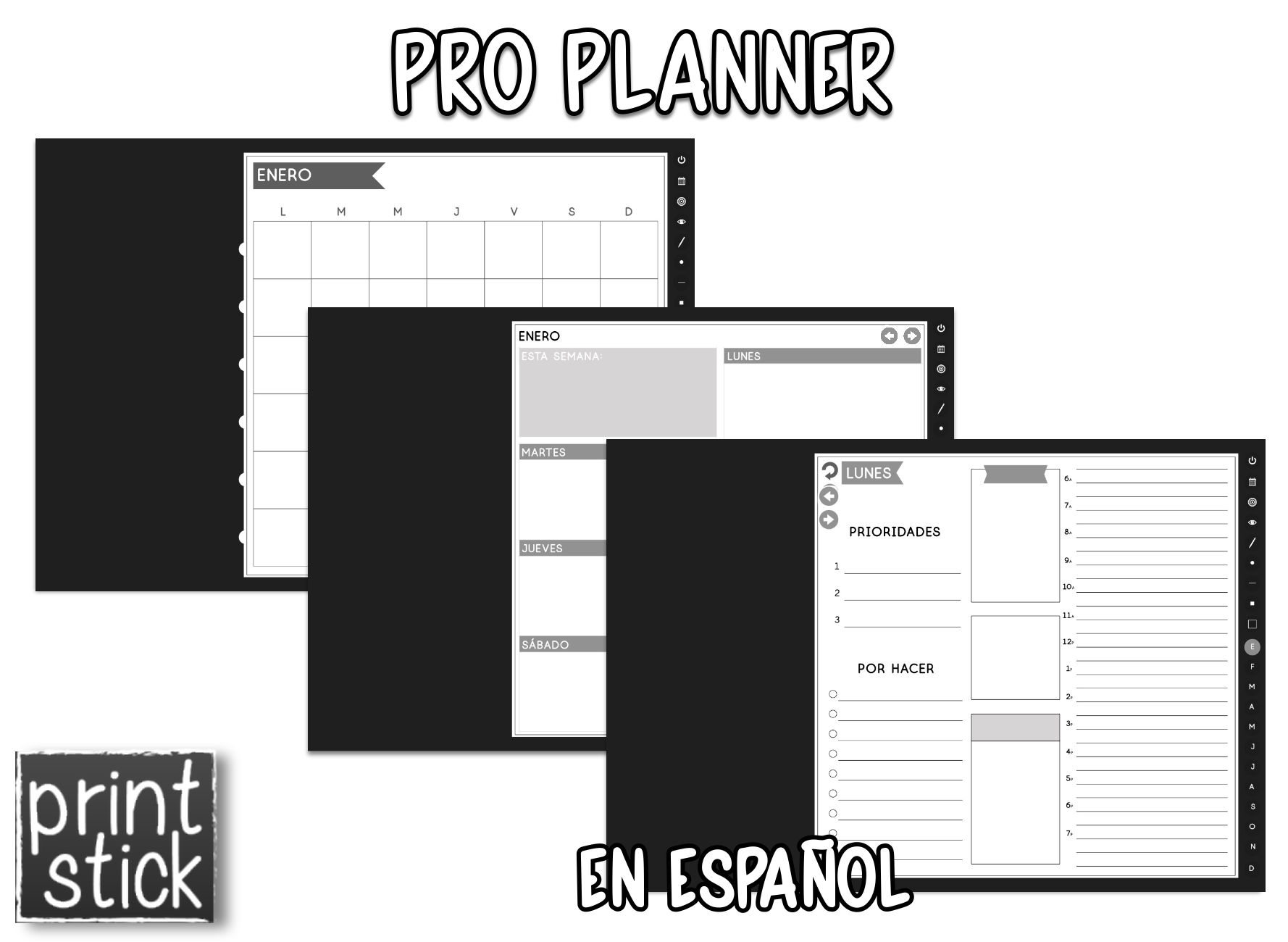 En Español: Agenda Digital Pro Planner - Print Stick