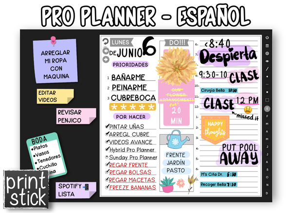 En Español: Agenda Digital Pro Planner - Print Stick