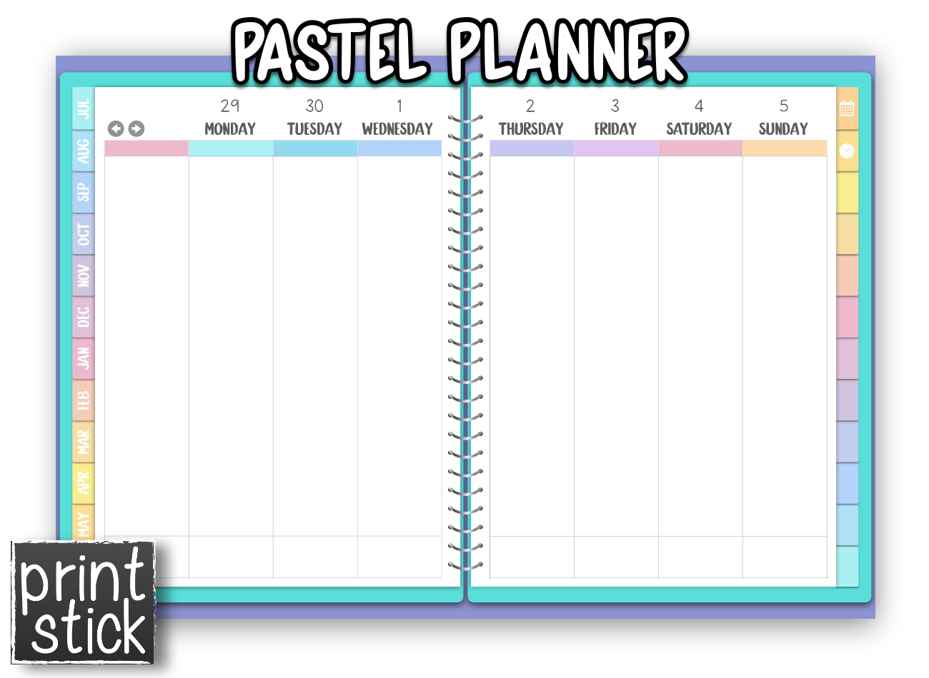 En español: Agenda Digital Pastel Planner - Print Stick