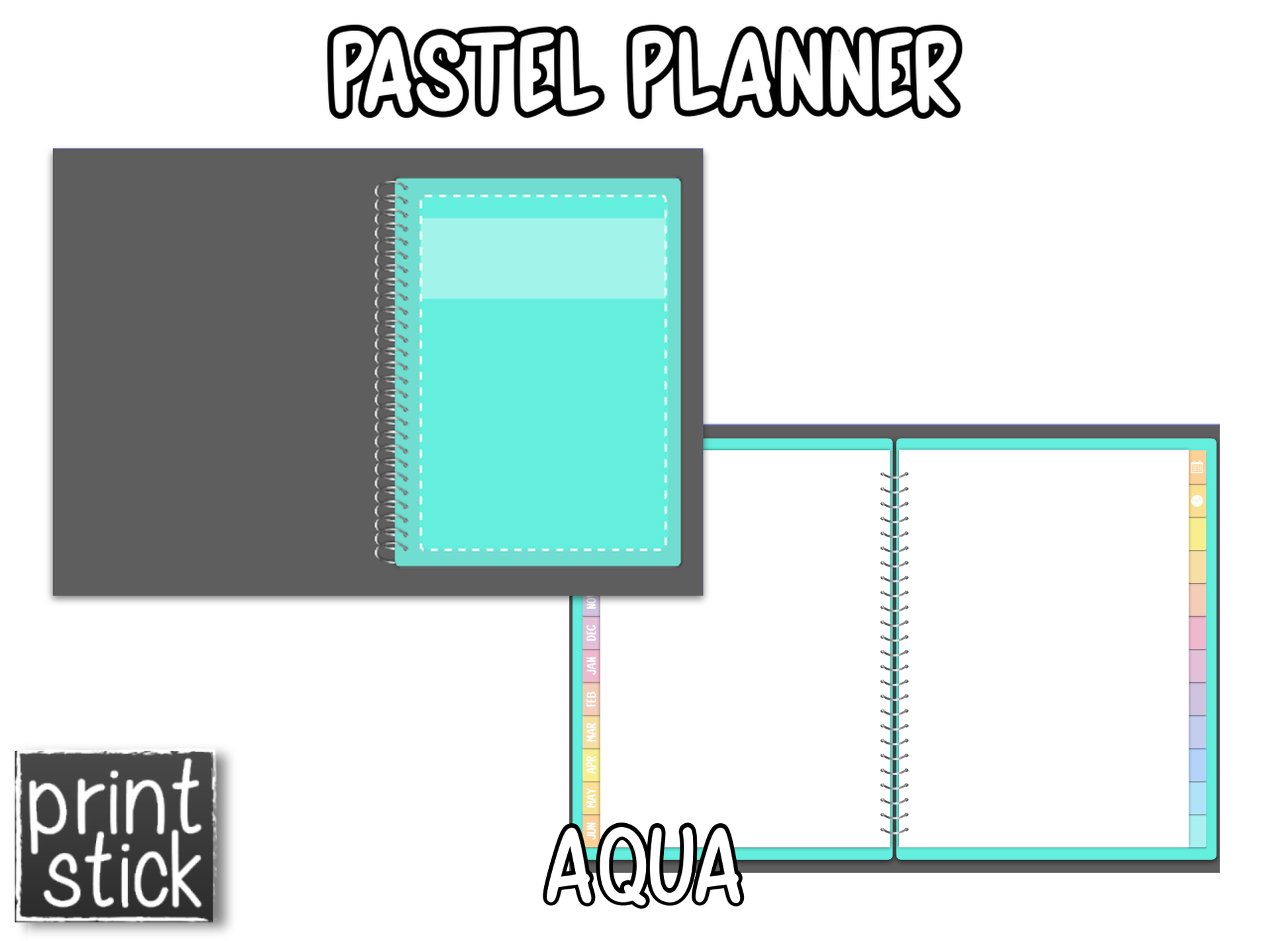 En español: Agenda Digital Pastel Planner - Print Stick