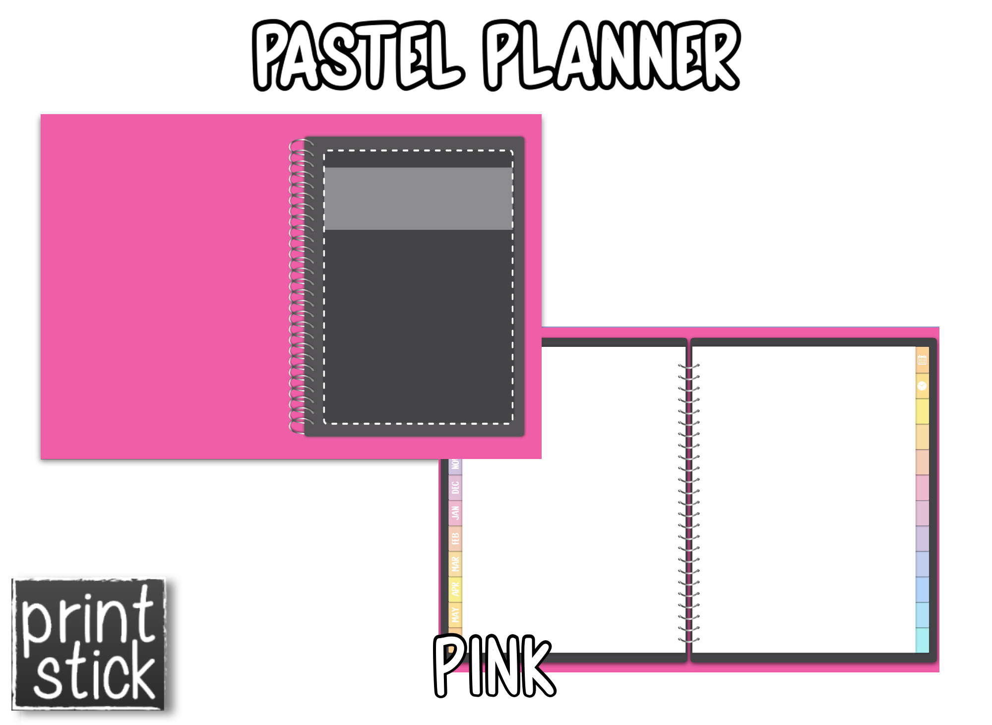 En español: Agenda Digital Pastel Planner - Print Stick