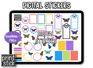 SS- Butterflies Digital Planner Stickers - Print Stick