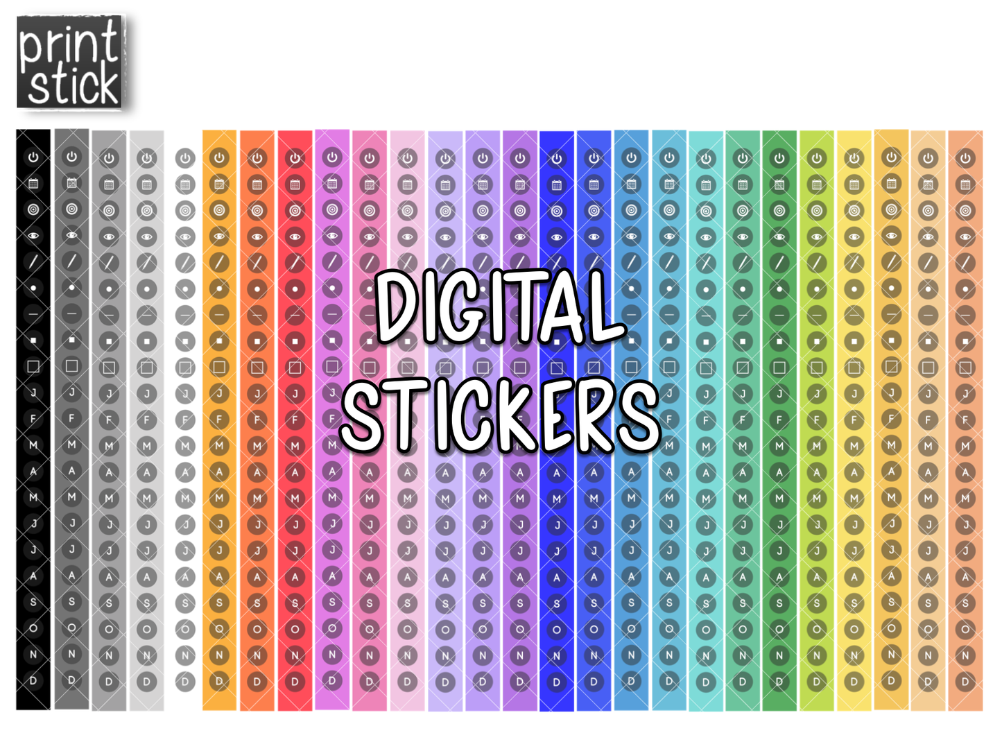 PS SideBars for Pro / Elegant Planner - Digital Planner Stickers - Print Stick