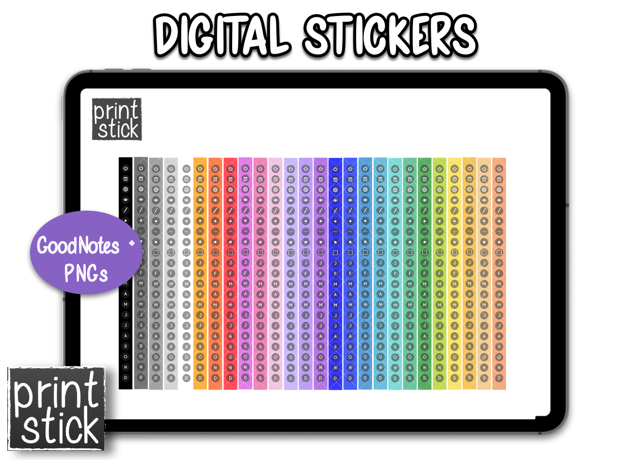 PS SideBars for Pro / Elegant Planner - Digital Planner Stickers - Print Stick