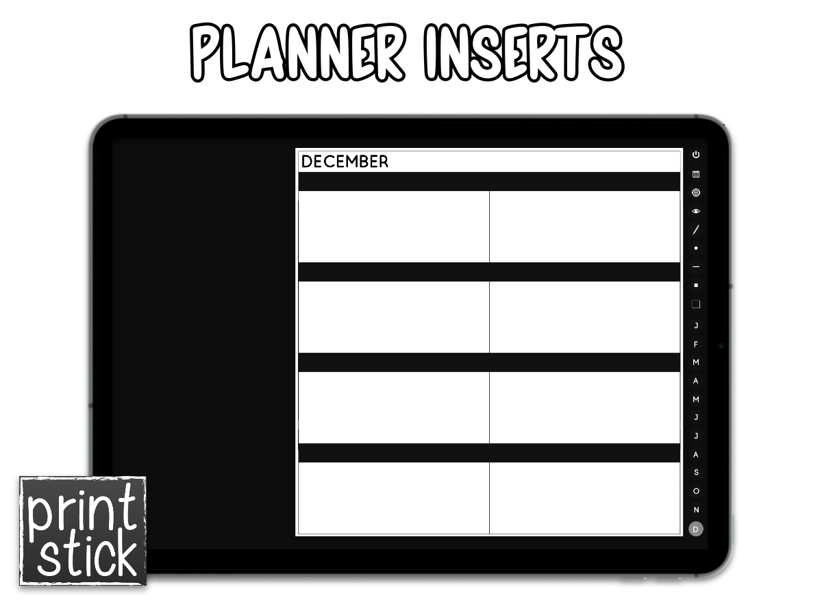 Planner Inserts - Weekly - For the Elegant Planner - Print Stick