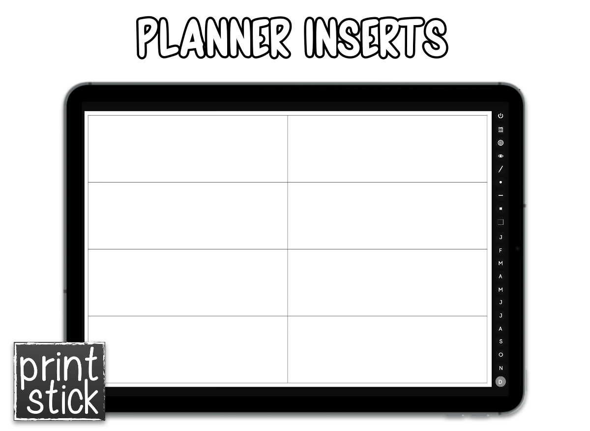 Planner Inserts - Weekly - For the Elegant Planner - Print Stick