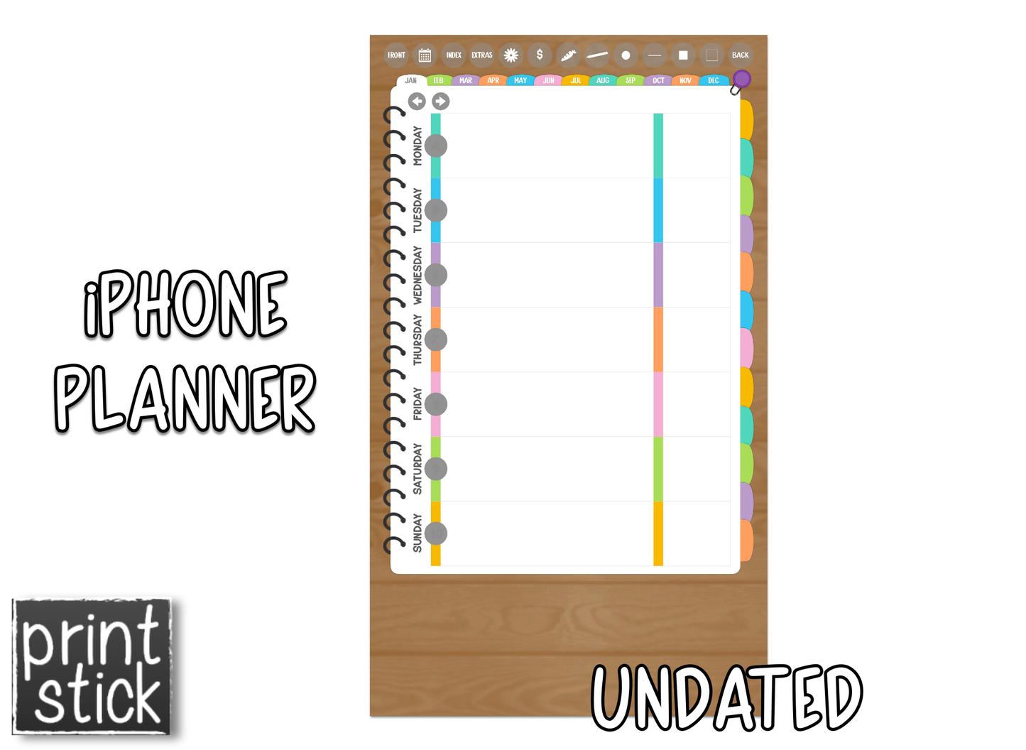 iPhone Planner - Digital Planner for Smartphones - Print Stick