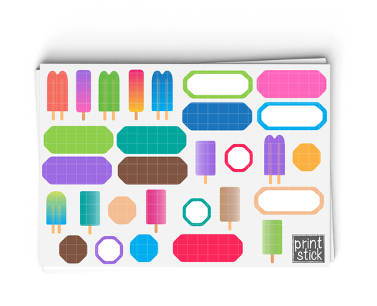 SS- Popsicle Digital Planner Stickers - Print Stick