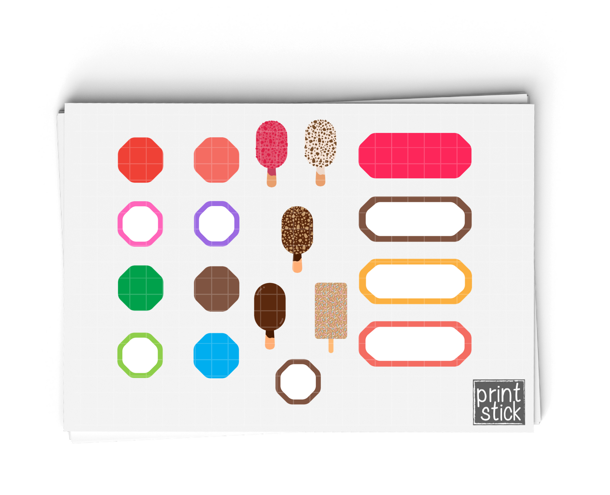 SS- Popsicle Digital Planner Stickers - Print Stick