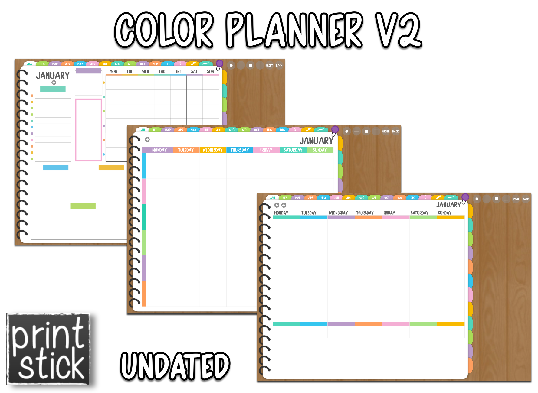 Color Planner V2 - Digital Planner - Print Stick