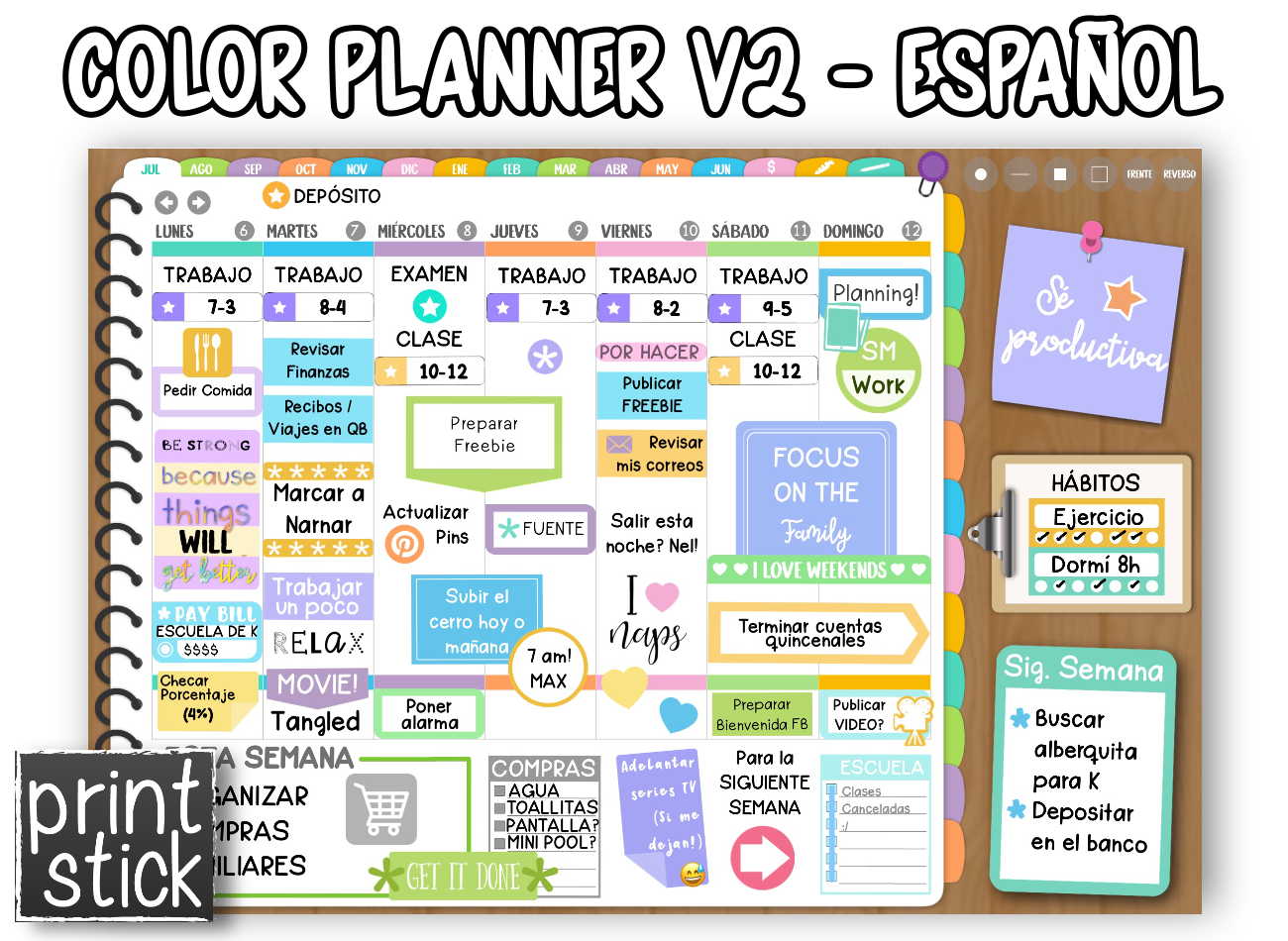 En Español: Agenda Digital Color Planner V2 - Print Stick