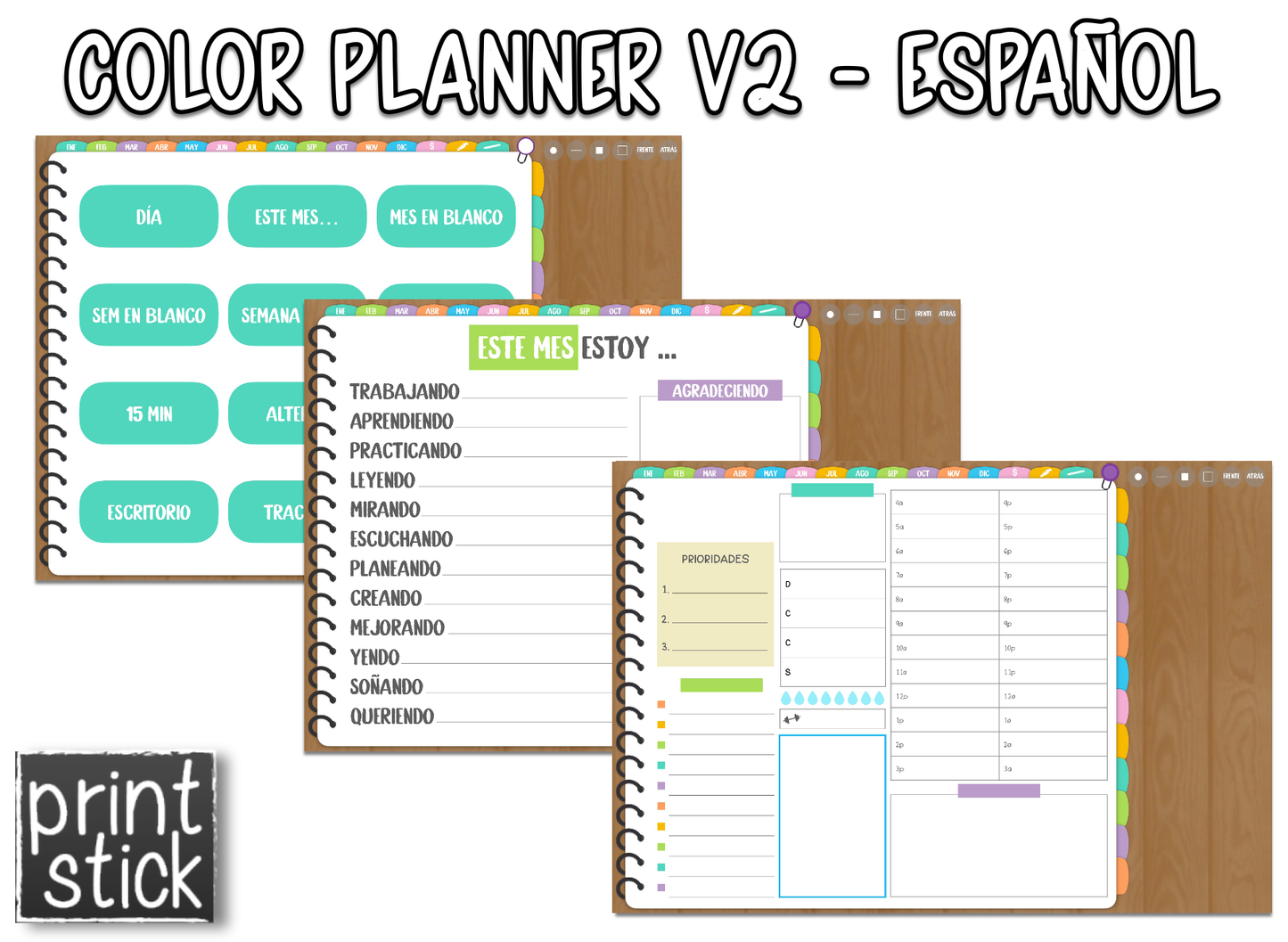 En Español: Agenda Digital Color Planner V2 - Print Stick