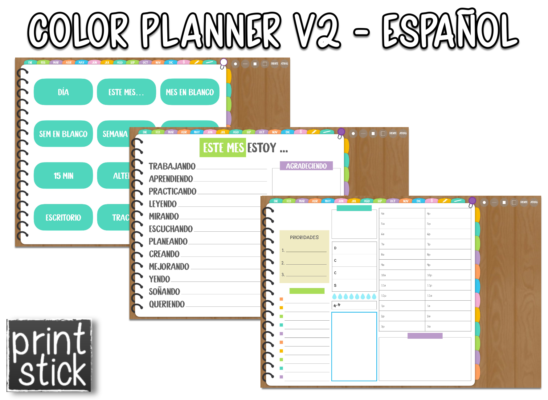 En Español: Agenda Digital Color Planner V2 - Print Stick