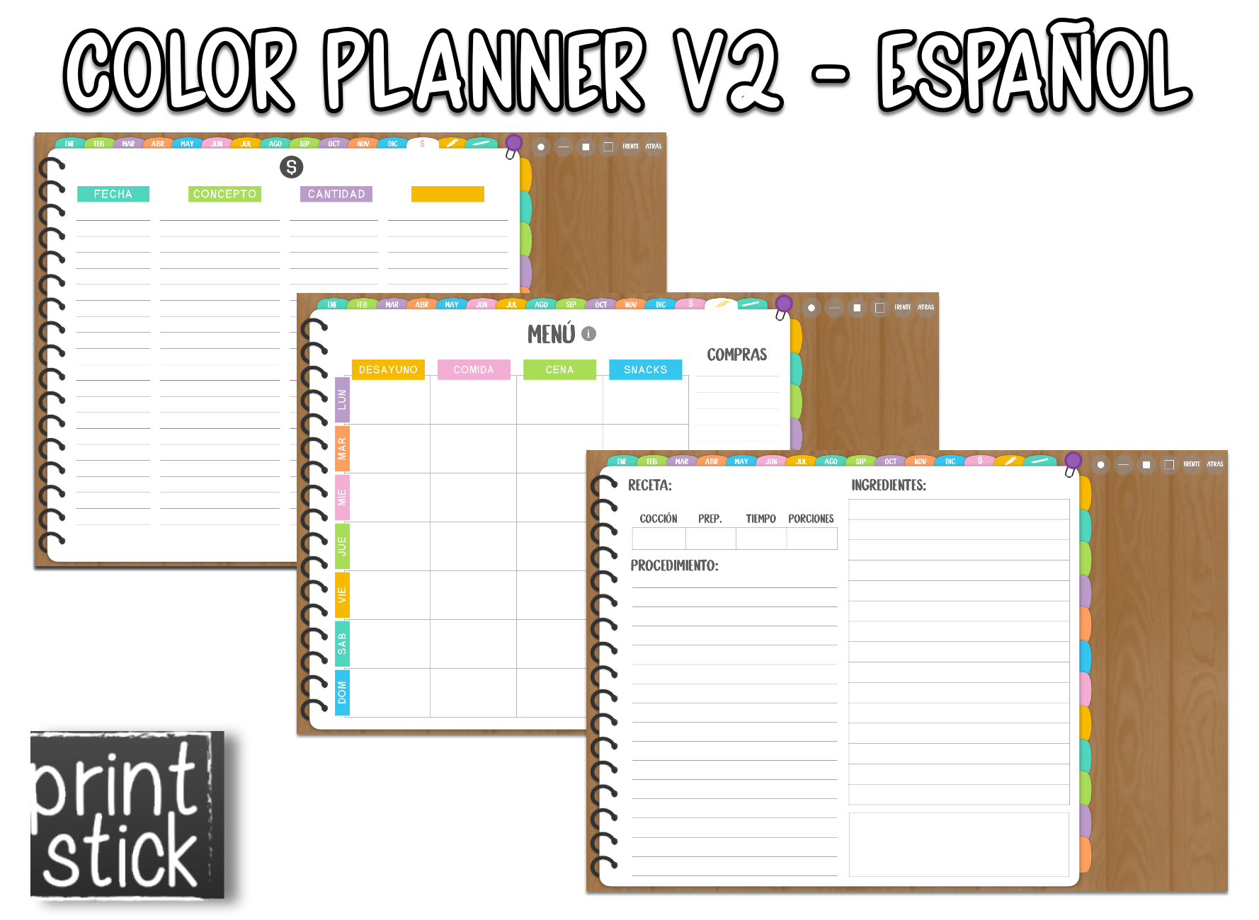 En Español: Agenda Digital Color Planner V2 - Print Stick